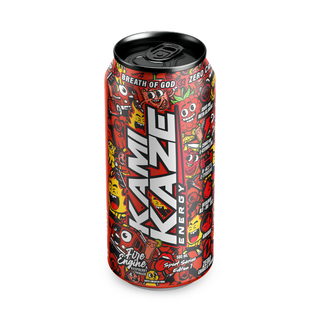 Fire Engine Raspberry Lemonade – Kamikaze Energy Can