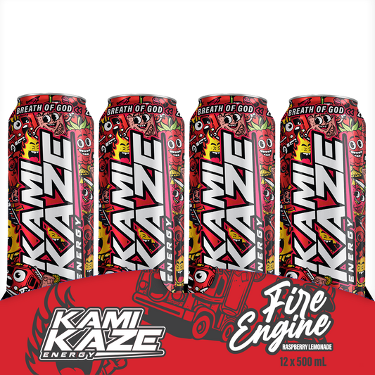Fire Engine Raspberry Lemonade – Kamikaze Energy Can